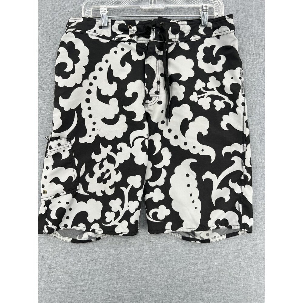 Vtg Stussy Board Shorts Mens 34 9" Swim Trunks Floral AOP Y2K